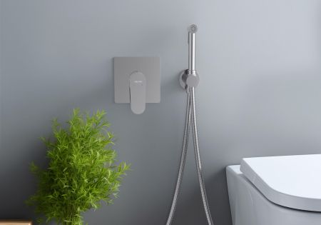 Набор с гигиеническим душем (смеситель + гигиеническая лейка + шланг + шланговое подсоединение с держателем) AQUATEK AQ1219CR ОБЕРОН, артикул AQ1219CR