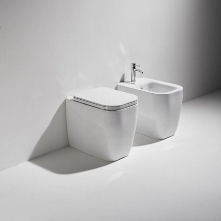 Simas Henges Унитаз напольный безободковый 38х55 см, цвет черный глянцевый(без креплений F91), артикул HE01 nero