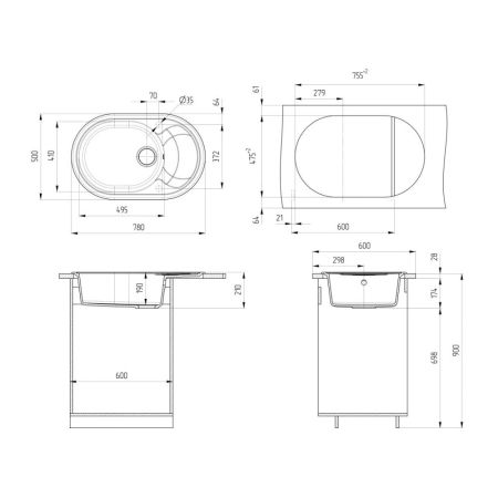 Кухонная мойка Ulgran U-610-331, белый, артикул U-610-331