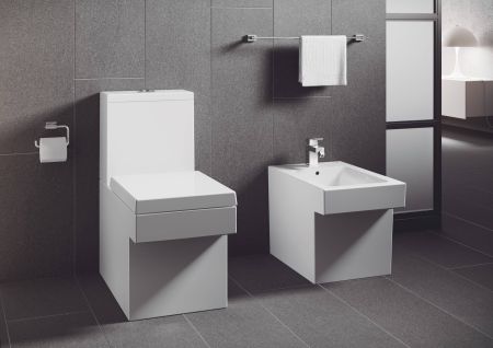 Унитаз напольный безободковый GROHE Cube Ceramic с бачком и быстросъемным сиденьем с микролифтом (NW0037), артикул NW0037