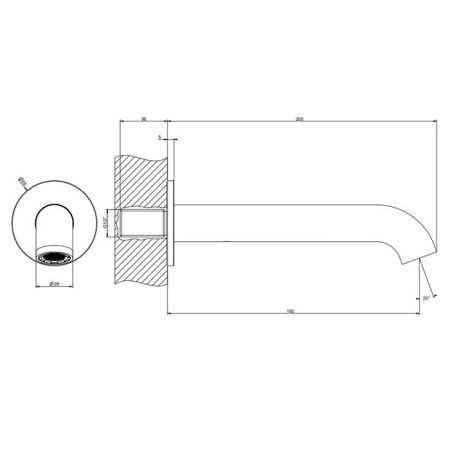 GESSI Origini Настенный излив 192 мм., цвет: Black Metal Brushed PVD, артикул 66103#707