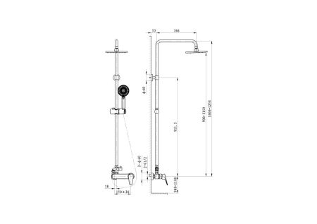 Душевая система WONZON & WOGHAND BALANCE, Хром (WW-054601-CR), артикул WW-054601-CR