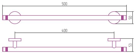 Полотенцедержатель, Сунержа, КАНЬОН, одинарный, ширина, мм-500, глубина, мм-53, высота, мм-50, тип установки-настенный, материал-нержавеющая сталь, цвет-золото
