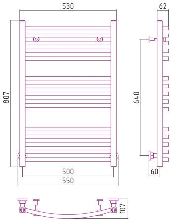 Полотенцесушитель водяной АРКУС 800х500 (Матовая Шампань) Полотенцесушитель водяной АРКУС 800х500 (Матовая Шампань)