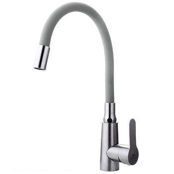 Смеситель для кухни с гибким изливом FASHUN A54301-12, сатин/серый