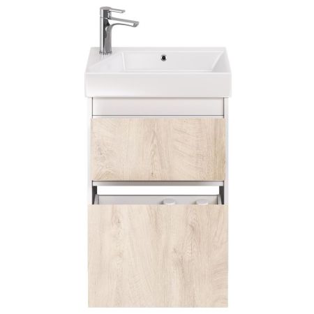 Тумба с раковиной подвесная Dreja Slim 55 см, белый/дуб кантри, артикул 99-0500-com