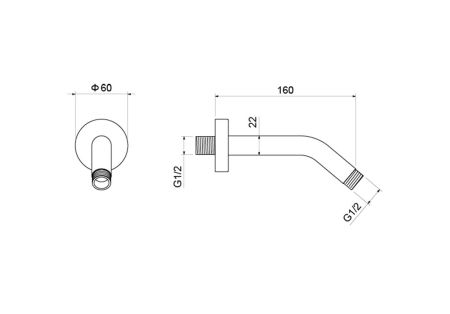 Держатель верхнего душа настенный 160 мм AQUATEK AQ2173CR, артикул AQ2173CR