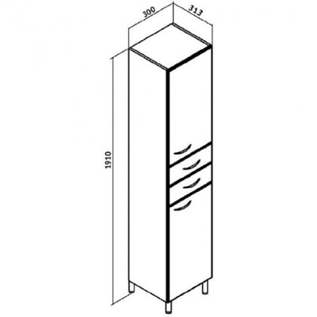 Шкаф пенал Runo 30 4620750021122 с бельевой корзиной R Белый