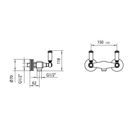 Bossini Liberty Смеситель для душа, наружный с выходом на 1/2”цвет: античная бронза