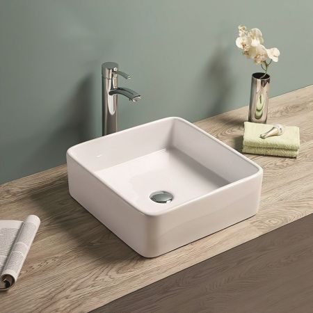 Раковина керамическая накладная AM-7050-D, цвет белый, 415х415х135, артикул AM-7050-D