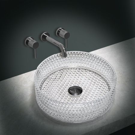 Раковина стеклянная Vincea VBS-5GL01, 400*400*125, накладная, цвет прозрачный, артикул VBS-5GL01