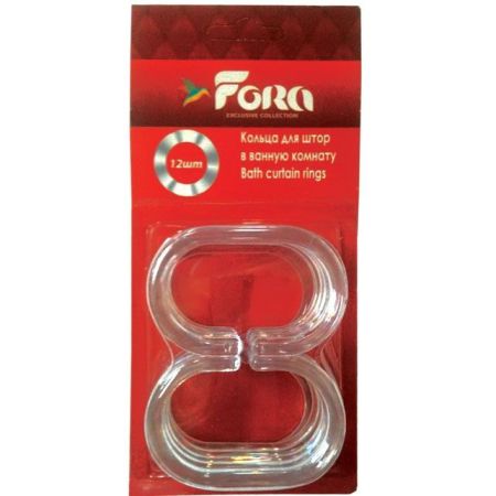 Кольца для штор "С" пластиковые, прозрачные FORA (Фора), артикул K12