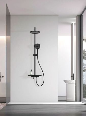 AQM 8002B Душевая система для душа со смесителем,  Черный