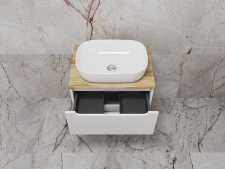 Тумба подвесная "Бали 60" 2 ящика со столешницей БЕЛЫЙ СОФТ, артикул ЛС-00002337