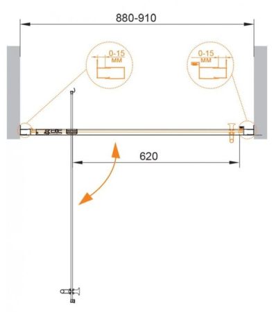 Душевая дверь в нишу CEZARES ECO-O-BA-1, артикул ECO-O-BA-1-90-P-Cr