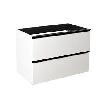 Visobath Granada, тумба 80 см, 2 ящика c черными ручками, цвет белый матовый лак (B-Ada)