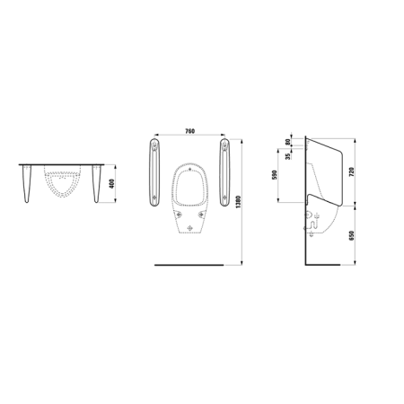 Laufen Rion керамическая перегородка 400x90x720 мм для писсуара, белый, артикул 8.4760.0.000.000.1