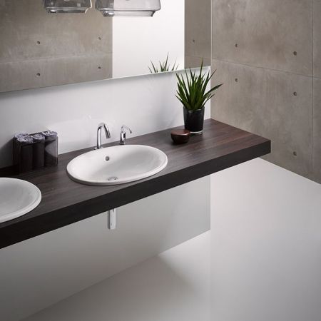 TOTO PUBLIC Раковина 530x450x177мм, встраиваемая сверху, без отв.под смеситель, с переливом, CeFiONtect, цвет:  белый