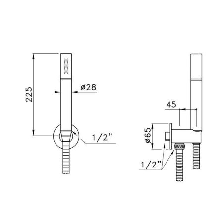 STELLA Душевой комплект с ручным душем, держателем с подводом воды и шлангом, цвет хром
