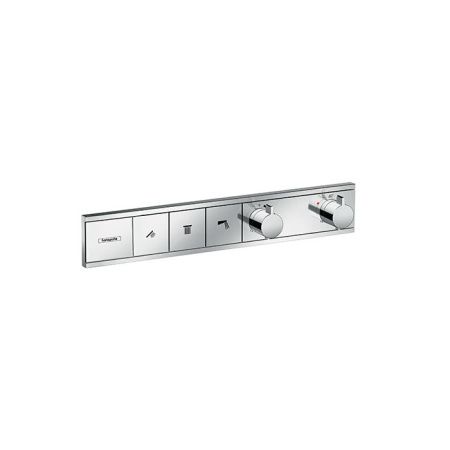 Смеситель для душа, Hansgrohe, RainSelect, тип регулирования воды-термостатический картридж, тип установки-встраиваемый, внутренняя часть-необходимо заказать, цвет-хром, 3 потребителя, возможно одновременное включение нескольких потребителей, кнопка включ