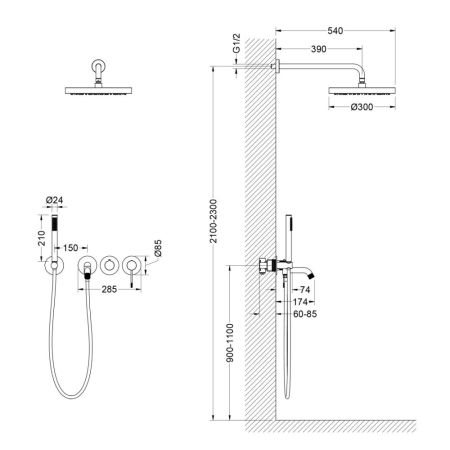 Душевая система встроенная Timo Saona никель (SX-2348/13SM), артикул SX-2348/13SM