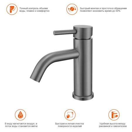 Смеситель для раковины Prohanss P31.10.09, графит