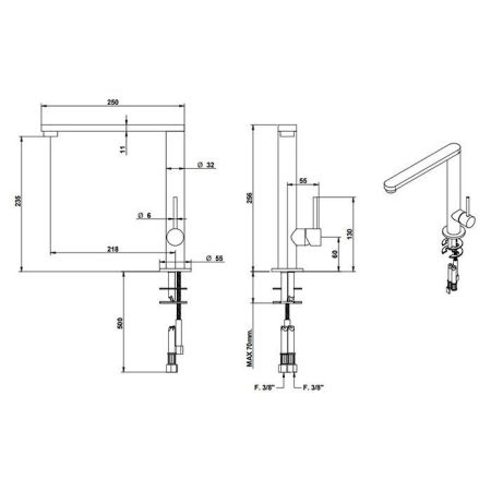 Bongio Kitchen Смеситель для мойки, цвет матированный никель, артикул 08680NS00
