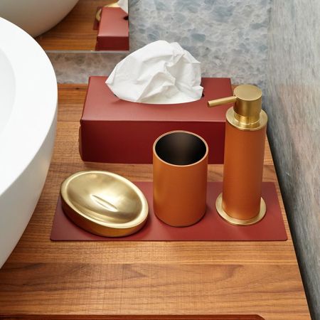 ADJ Диспенсер для жидкого мыла, D7xH19(L0,15) см., цвет: коньяк/матовое золото, артикул 4980.09/30