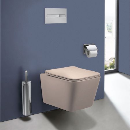 Унитаз подвесной Q-Line VT1-12MC безободковый, цвет капучино мат., ультратонкое soft close сиденье, артикул VT1-12MC