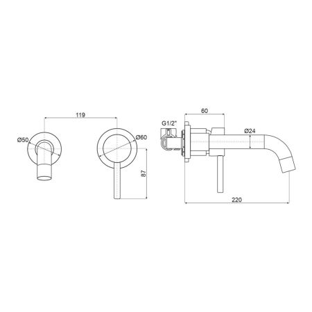 Смеситель для раковины встраиваемый Maretti Eleganza Black ENB32RF13, черный, артикул ENB32RF13