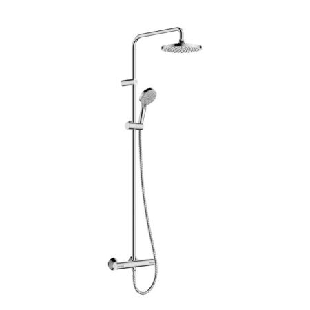 Душевая стойка, Hansgrohe, Vernis Blend, смеситель-в комплекте, тип открывания воды-вентильный, тип регулирования воды-термостатический картридж, верхний душ-есть, форма верхнего душа-круглая, размер верхнего душа-205, держатель верхнего душа-есть, вынос,