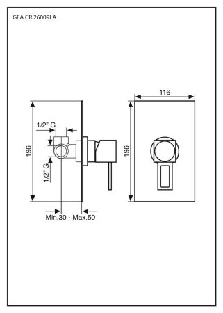 Внутристенный смеситель Gea, цвет хром, артикул 26009LACR