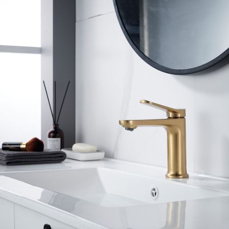 Смеситель для раковины Shevanik S4301G, золотой сатин, артикул S4301G