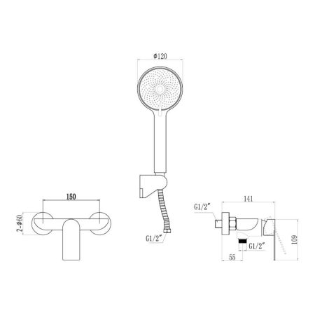 Смеситель для душа Fmark FS8802H, черный