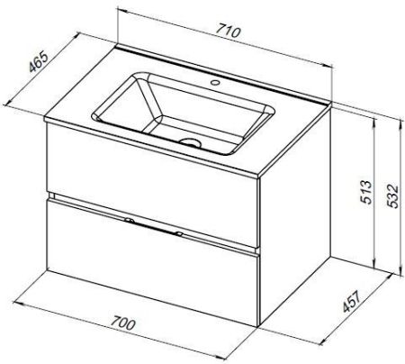 Тумба под раковину Aquanet Алвита New 70 2 ящика, дуб веллингтон табак, артикул 00334185