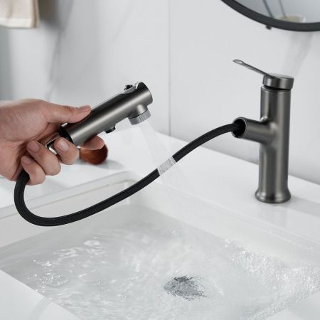 Смеситель для раковины многофункциональный Raffine F281T, оружейная сталь, артикул F281T