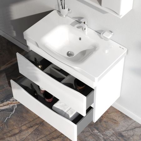 M80FHX0802WG Like, База под раковину, подвесная, 80 см, 2 ящика, белый, глянцевая, шт, артикул M80FHX0802WG