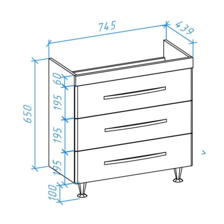 Тумба под раковину Bellezza Рокко 80 4635313660045 Черная Белая, артикул 4635313660045