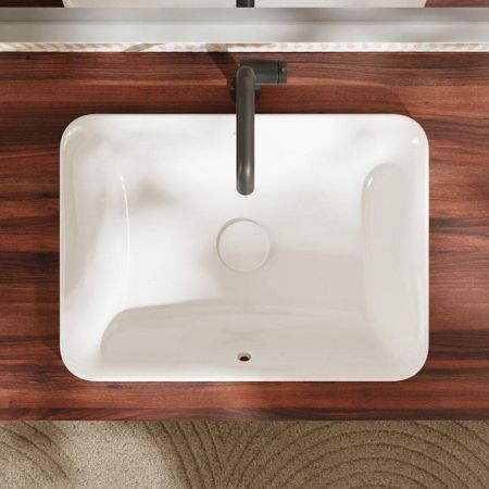 Раковина, Hansgrohe, Xuniva Q, ширина, мм-550, глубина, мм-400, высота, мм-175, тип установки-встраиваемый, отверстия для смесителя-отсутствуют, с переливом, материал-керамика, цвет-белый, артикул 60158450