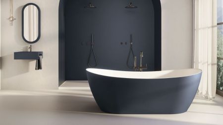 Zenon Powell, закругленная ванна из искусственного камня Solid Surface, 180x80xh63 см, цвет белый матовый, артикул 4000.000.000.000.29549