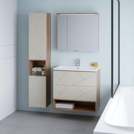 Зеркальный шкаф Бриклаер КРИСТАЛЛ 75 см, дуб крафт табачный, артикул 4627125417207