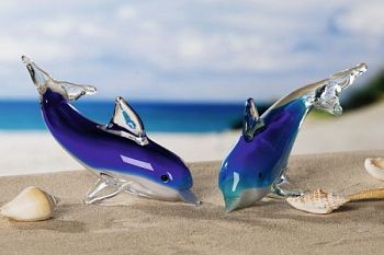 Casablanca, стеклянная композиция "2 дельфина", цвет бело-голубой (продаются парой)