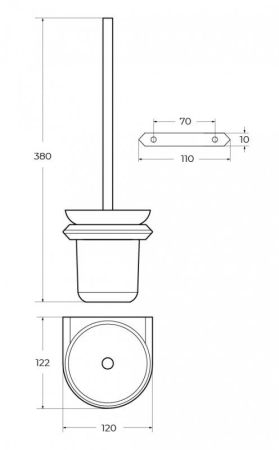 LINER-TBS-V-GM Ёршик для унитаза, подвесной, стекло, исполнение оружейная сталь, артикул LINER-TBS-V-GM