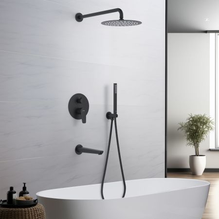 Set 4 в 1 душевой комплект AQUATEK, матовый черный AQ1173MB БЕТТА, артикул AQ1173MB