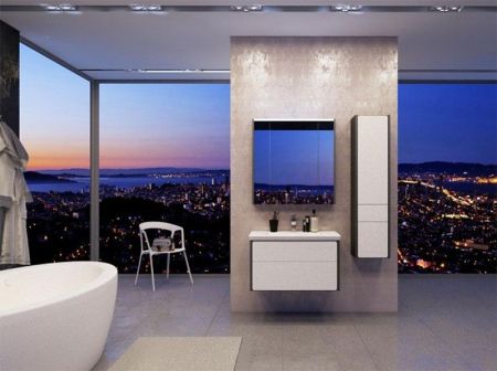 Шкаф пенал Roca Ronda 32 ZRU9302966 L подвесной Белый глянец Антрацит, артикул ZRU9302966