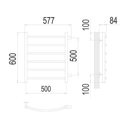 Полотенцесушитель водяной (боковое подключение) Terminus Классик П6 50х60, артикул 4670078530219