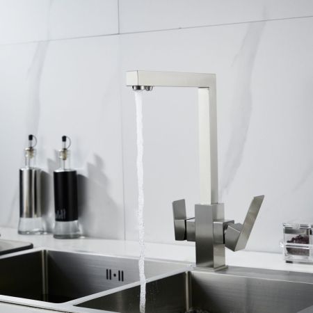 Смеситель для кухни с подключением фильтра Shevanik S148L, сатин, артикул S148L