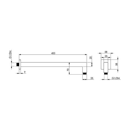 CISAL Shower Держатель верхнего душа настенный L400 мм, цвет хром, артикул DS01332021