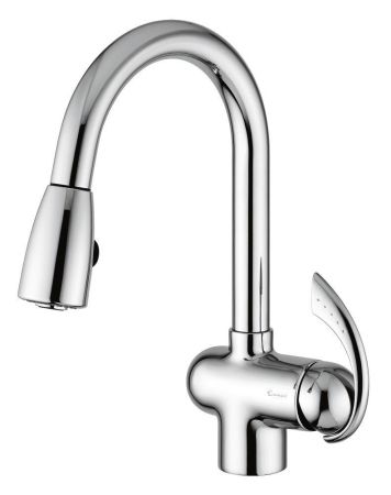 Emmevi Ramses, кухонный смеситель с поворотным изливом и вытяжным носиком, цвет хром, артикул 72067CR