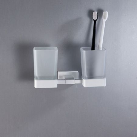 Стакан для ванной комнаты двойной Shevanik SG5622C, белый, артикул SG5622C